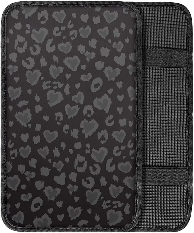 Dreaweet Black Leopard Print Car Armrest Cover Stylish Auto Center Console Cushion Pad Universal Cars Center Console Covers