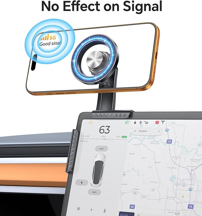 for Magsafe Car Mount, Tesla Phone Mount for Car【20 Strong Magnets】Magnetic Phone Holder for Car Tesla Phone Holder Model Y/3/S/X Accessories, No Glue Required, for iPhone 17 Pro Max 16 15 14