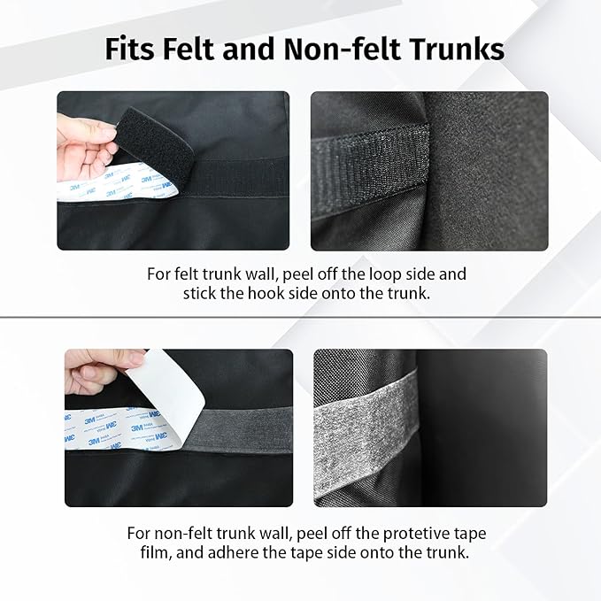 Deluxe Trunk Organizer for Car Small SUV, Backseat Hanging Trunk Organizer, Waterproof Collapsible Car Storage Bag with 6 Pockets, Reinforced No-Sag Design