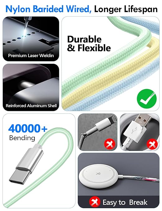 Travel Essentials for Apple Watch Charger,iPhone Charger,3 in 2 Type C/L/Magnetic Fast Charging Cable,Multi Charging Cable Portable Designed for iWatch Series,iPhone 17-11,Galaxy S26-S21,Car-4FT