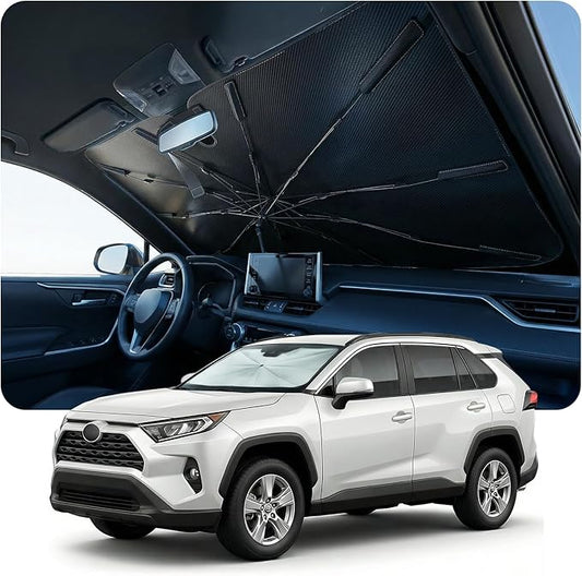 Windshield Sun Shade Umbrella for Toyota Rav4 Accessories 2013-2024 2025, UV Block Rav4 Sun Shade for Car Windshield, Heat Shield Car Sunshade for Rav4 & Rav 4 Front Window Windshield.