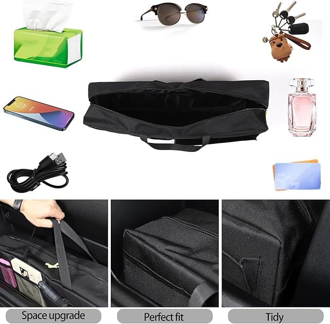 Lcojicep Car rear seat hidden storage bag Compatible with Tacoma 2016-2024 Oxford Cloth Car back seat back storage bag Accessories (1Pcs)