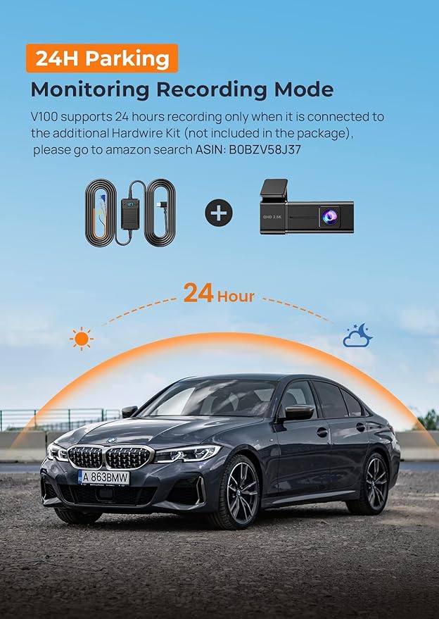 Dash Cam, 2.5K WiFi Dash Camera for Cars, E-YEEGER Mini Dashcam with App, Front Car Camera, G-Sensor, Loop Recording, Night Vision, 24H Parking Mode, 32G SD Card Included, Support 256GB Max