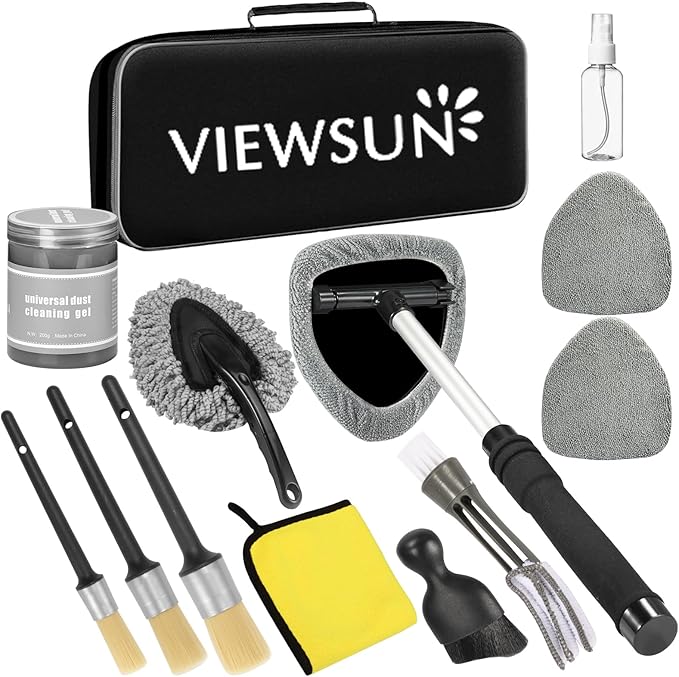 Viewsun Windshield Cleaner Tool 28 Pcs Car Interior Cleaning Kit, Car Detailing Kit Interior Cleaner, Car Detailing Brushes, Car Cleaning Gel, Inside Cleaning Supplies Accessories for Women Men