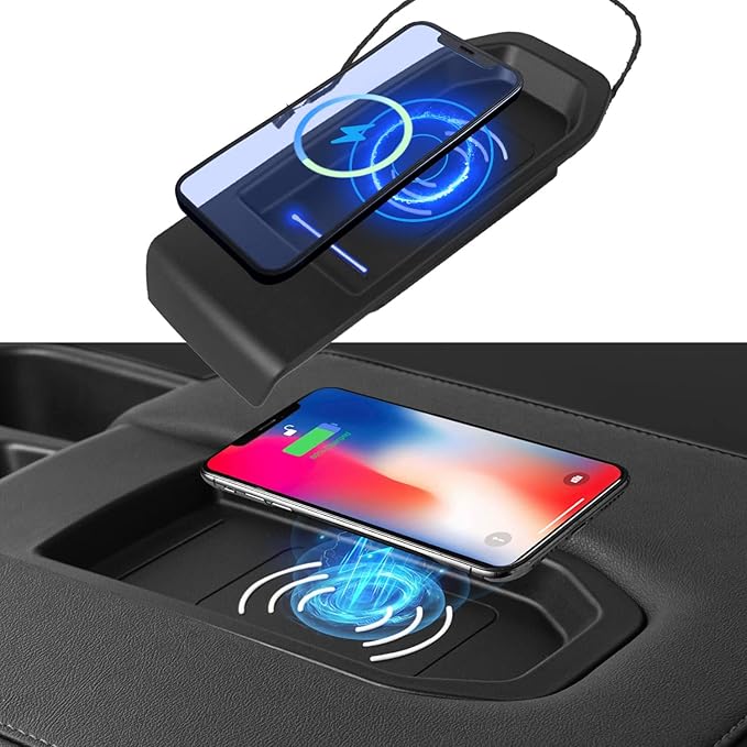 Xipoo Wireless Charger Compatible with 2019-2026 Chevy Silverado GMC Sierra Wireless Charger Tray 15W Fast Jump Seat Replacement for 19-26 Chevy Silverado Accessories