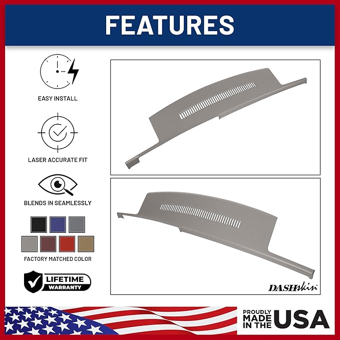 DashSkin Dash Cover Compatible with 1988-1994 C1500 C2500 C3500 K1500 K2500 K3500 Silverado Sierra Tahoe Yukon Suburban in Light Grey (AKA Warmer Grey) - Hard Molded Plastic Dashboard Cap