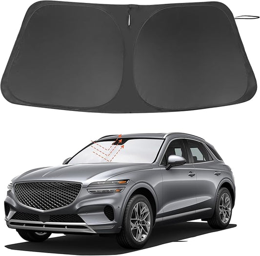 Windshield Sun Shade Custom Fit for 2022 2023 2024 2025 2026 Genesis GV70 Accessories Foldable Sunshade Sun Blocker Protect Car from Sun Rays & Heat Damage Keep Car Cooler