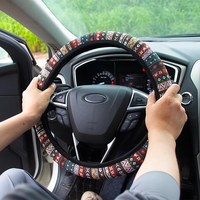 Steering Wheel Cover for Women Boho Universal Steering Wheel Covers Protector Car Accessories for Car 15 inch (Boho)