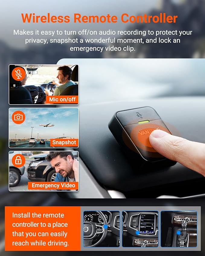 Vantrue E2 Dash Cam Front and Rear, 2.7K Upgrade Rear Cam, Dual STARVIS, 2.7K + 2.7K Dash Camera for Cars, Voice Control, WiFi, GPS, Night Vision, 24H Parking Mode, G-Sensor, 2.45" IPS, Support 512GB