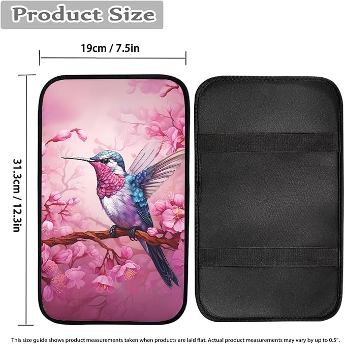 Bird Cherry Blossom Auto Arm Rest Cushion Pads Armrest Box Cover Car Arm Rest Seat Storage Box Mat Dog & Cat Paws Protector for SUV/Truck Vehicle