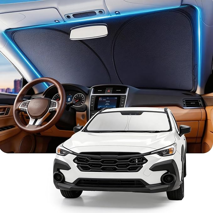 DMJN Windshield Sun Shade for Su-baru Crosstrek (2018-2026), Car Sunshade for Front Windshield [100% Efficient Block UV & Scorching Sun] UPF50+ Heat Block - Protect Interior & Keep Cooler