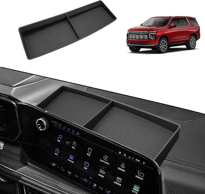 Dash Console Organizer For 2025-2026 Chevy Tahoe/Suburban - Behind Screen Silicone Dashboard Organizer For 2025-2026 Tahoe/Suburban(LS/LT/Z71/RST/Premier/High Country) Accessories Center Console