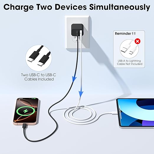 iPhone 17 16 15 Charger Fast Charging,20W USB C Wall Charger Block with 10ft Type C to C Cable Cord for Apple iPhone 17/17 Pro/17 Pro Max/17 Air/16/16 Plus/16 Pro/16 Pro Max/15 Pro Max/iPad Pro Black