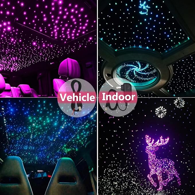 Dual Color Twinkle Starlight Headliner Kit 800 Piece Starry Night Star Lights Ceiling 2 Color RGBW Bluetooth App Control Music Mode Fiber Optic Lights for Car Home Improvement 13.1ft/4m