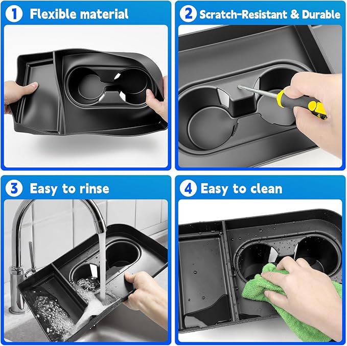 Console Organizer Tray Cup Holder Fits for 2021-2025 Ford F150 & 2023-2026 F250 F350 F450 F550 40/20/40 Jump Seat Center Console Storage Cup Holder Insert for F-Series Super Duty Accessories