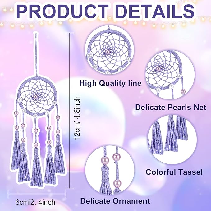 INFUNLY 6 Set Dream Catchers DIY Small Dream Catcher Car Deco Charm Mini Dreamcatcher for Bag Pendant Colorful Handmade for Key Chain