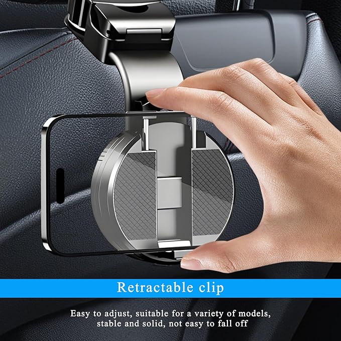 Car Seat Headrest Hook, 2 in 1 Auto Back Seat Hanger with Magnetic Phone Holder, Multifunctional Vehicel Backseat Orgnaizer Storage Hooks for Purse Grocery Bag Umbralle (Clamp)