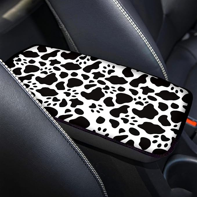 Coldinair Cow Dog Paw Car Armrest Cover,Auto Center Console Pad,Soft Seat Cover Protector Cushion,Car Accessories Decor for Most Cars,Sedan,Truck,SUV