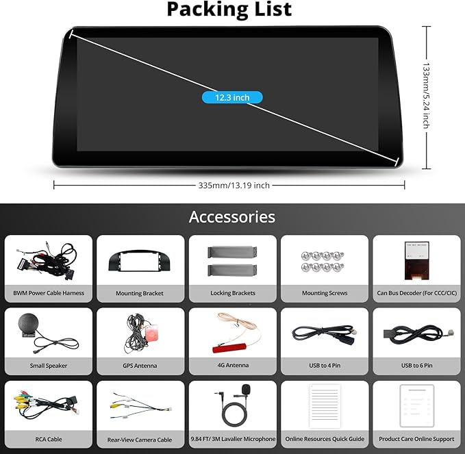 [12.3 inch] ATOTO Android Car Stereo Compatible with BMW 3 Series E90 E91 E92 E93 2008-2012 CIC System, Keep Original Function, Wireless CarPlay & Android Auto, 4G LTE,GPS Tracking, Dual B
