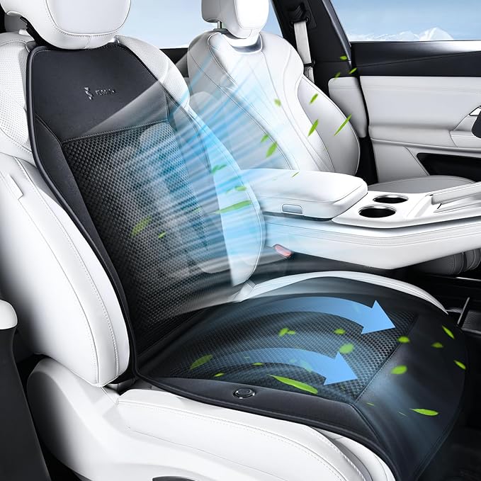 FLORICH Cooling Car Seat Covers with 8 Turbo Fans Blowing & Suction Ventilated Car Seat Cushion 12V-24V 3-Speed Adjustable Car Seats Cooling Pad Universal Fit for Car SUV Truck Van Summer Driving