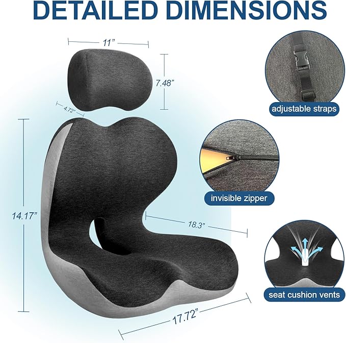 Truck Seat Cushion for Long Driving, Cushion for Car Seat Driver for Comfort, Made of Memory Foam, for Tailbone, Back, and Sciatica