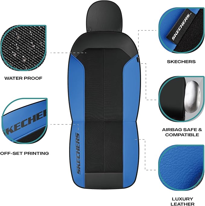 Skechers Car Seat Covers,GOGA Mat Oxford Cloth Seat Covers,Waterproof Car Seat Covers Front Seats,Automotive Universal Fit Seat Cover for Most Cars, Suvs, Trucks,Blue