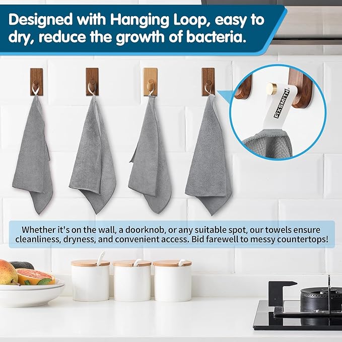 FIXSMITH Grey Microfiber Cleaning Cloth -Pack of 24, Highly Absorbent Cleaning Rags, 16"X12" All Purpose Cleaning Towels for Housekeeping, Kitchen, Car, Lint Free and Reusable Microfiber Towels