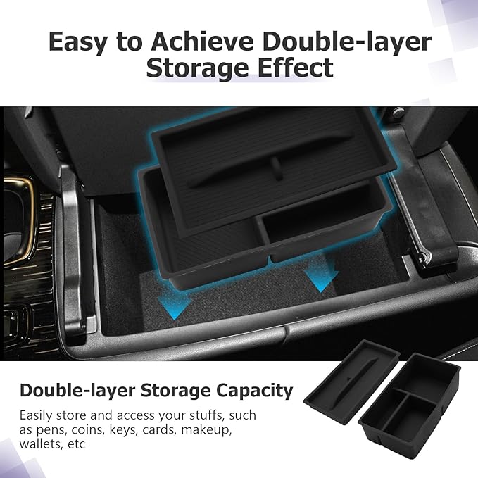 LUWU 2025 2026 Lexus RX350 Center Console Organizer for 2023 2024 2025 2026 Lexus RX350/RX450/RX500 Accessories Armrest Console Storage Box Glove Organizer Tray Silicone Material 2-Pack (Black)