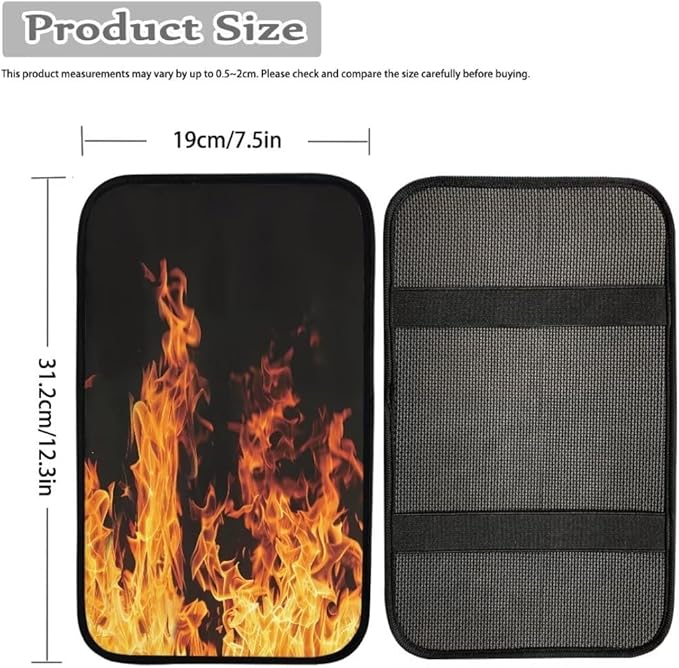 Coldinair Fire Flame Universal Car Center Console Pad Soft Armrest Protector Cover Fit for Most Vehicle,SUV,Truck,Car Interior Accessories Decor