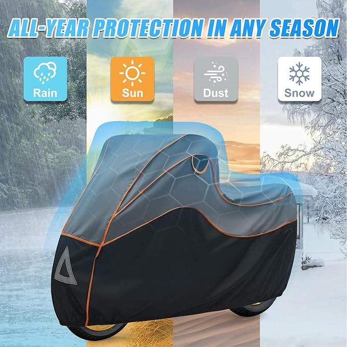 Thicken Hail Motorcycle Cover, Outdoor Waterproof Hail Motor Bike Cover for BMW R1200/1250 GS/Harley‑Davidson Street Glide/Honda Gold Wing/Yamaha tenere 700, with 5mm Thick EVA Cushion