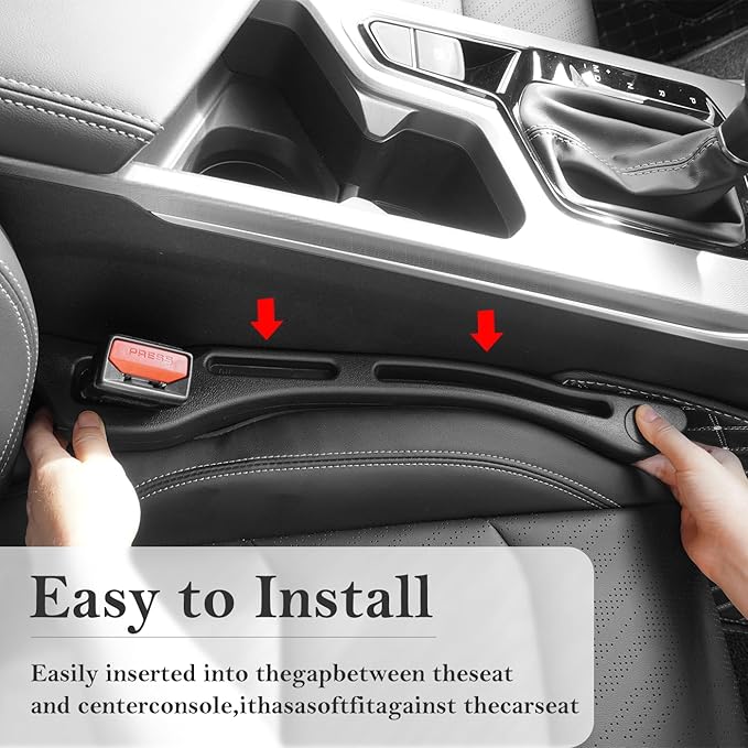 Car Seat Gap Filler 2-Pack, Universal Car Seat Gap Filler Organizer, Seat Gap Plug – Fills Gap Between Seat & Console (Premium Black)
