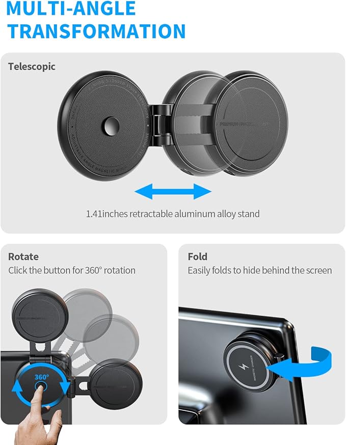 Fast Charging Wireless Car Charger Mount, Magnetic Foldable Car Phone Holder for Tesla Model 3/Y Designed for MagSafe Compatible with iPhone 12/13/14 Series