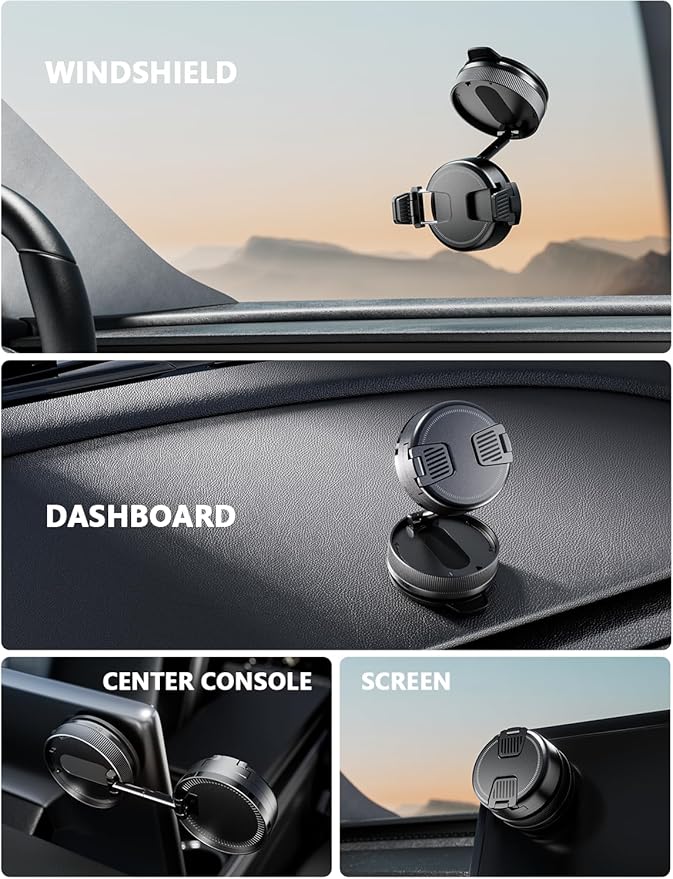 2026 Upgraded 360° Vacuum Magnetic Car Phone Holder for Magsafe [120+LBS Strongest Suction & 3000gf Strongest Magnetic], Adjustable Car Phone Mount for Your Car/Gym/Mirror for iPhone & Android, Pro