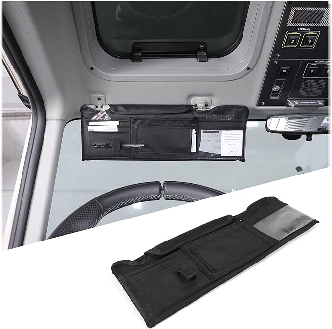 Car Sun Visor Organizer Compatible with Ineos Grenadier 2020-2025 Sunglass Holder and Storage Pocket, Card Cash Pouch with Multi-Pocket Net Zipper, Case Bag for License Pen Key