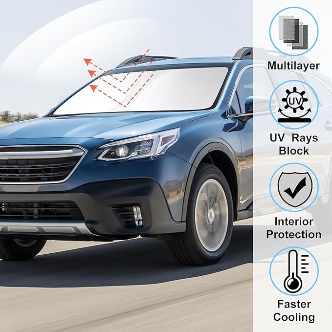 Windshield Sun Shade Compatible with 2020-2024 2025 Subaru Outback SUV, Base, Premium, Limited, Touring Accessories Sun Visor Heat Protection Keeps Car Cool