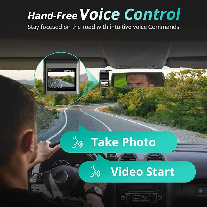BOTSLAB 4K Dash Cam Front, STARVIS 2 Sensor, Voice Control, 64GB Card Included, 5GHz WiFi, Built in GPS, WDR Night Vision, 170°Wide Angle, 24H Parking Mode (Back Camera Not Included)