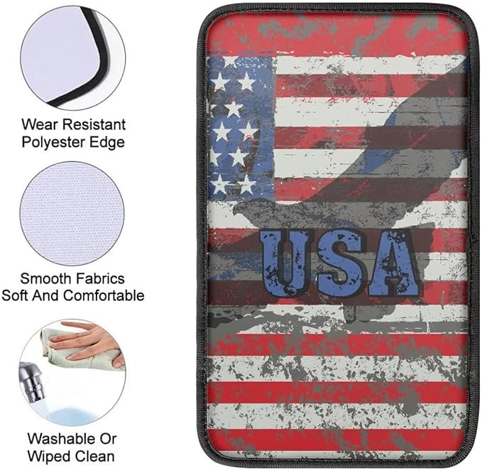 USA Flag Eagle Arm Rest Cushion Pads for Vehicle Arm Rest Cushion Pads Anti-dust Dog & Cat Paws Protector Universal Fit for SUV/Truck/Vehicle
