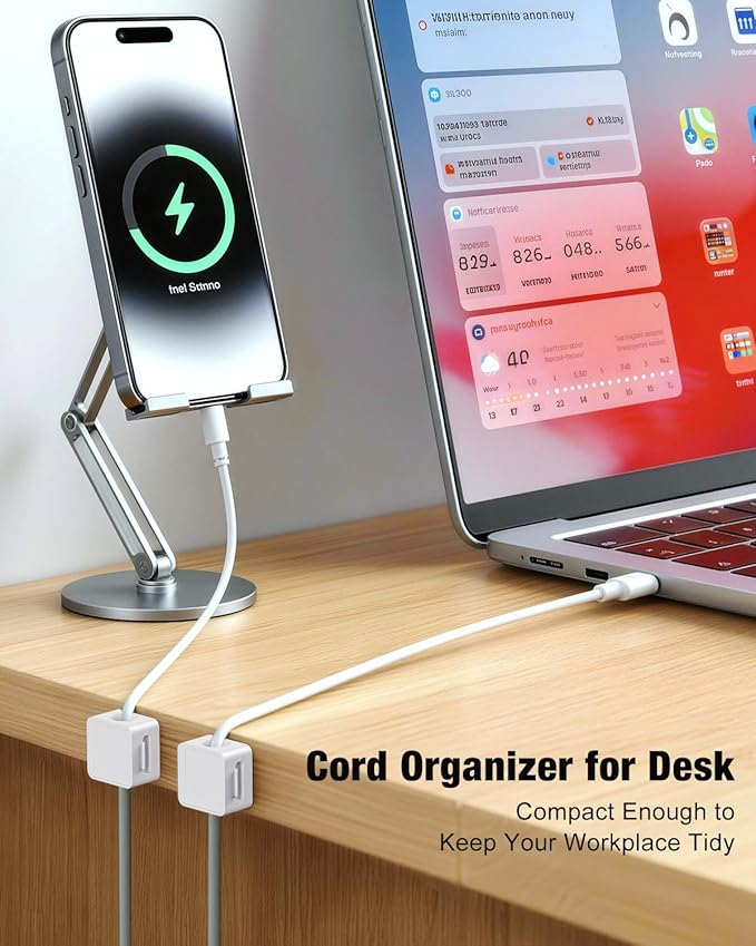 Magnetic Cable Clips, 12 Pack Cord Holder, Desk Cable Management, Adhesive Wire Holder Keeper Organizer for Home Office Desk Phone Car Wall Desktop Nightstand