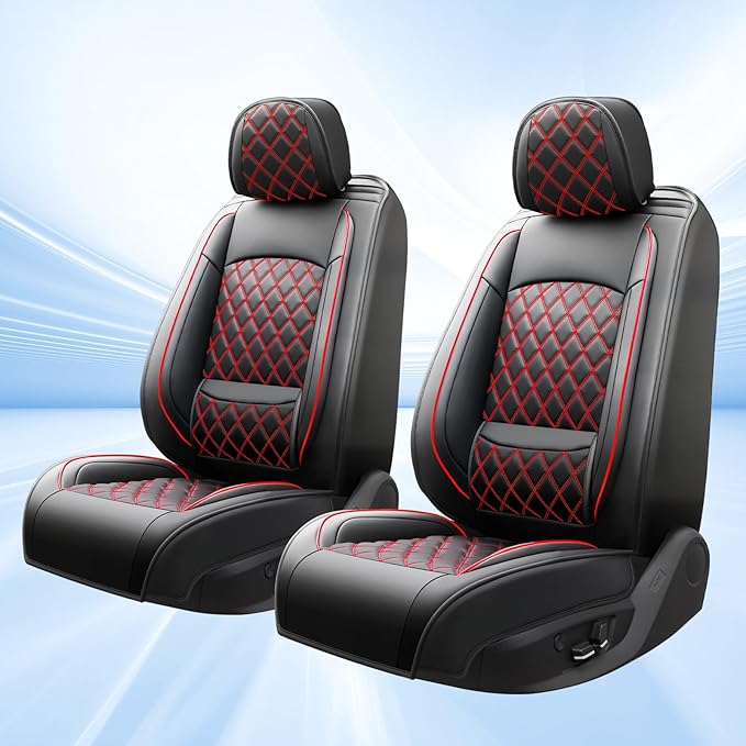 Fit for Venue Seat Covers Compatible with Hyundai Venue 2020-2026 - Waterproof Breathable Leather Automotive Seat Cushions Protector,Only 2 Front seat Covers(Redline)
