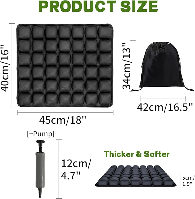 Travel Seat Cushion for Airplane, Airplane Seat Cushion for Long Flights Without Air Pump, Portable Ergonomic Travel Cushion for Car,Office,Stadium (42 Air Bag)