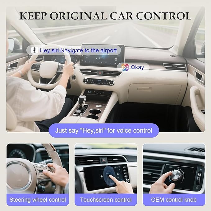 Wireless CarPlay Adapter for Android Auto, Converts Factory Wired CarPlay to Wireless, Plug and Play Car Play, Auto Connect Dongle for Android Auto Wireless Adapter for Cars from 2016