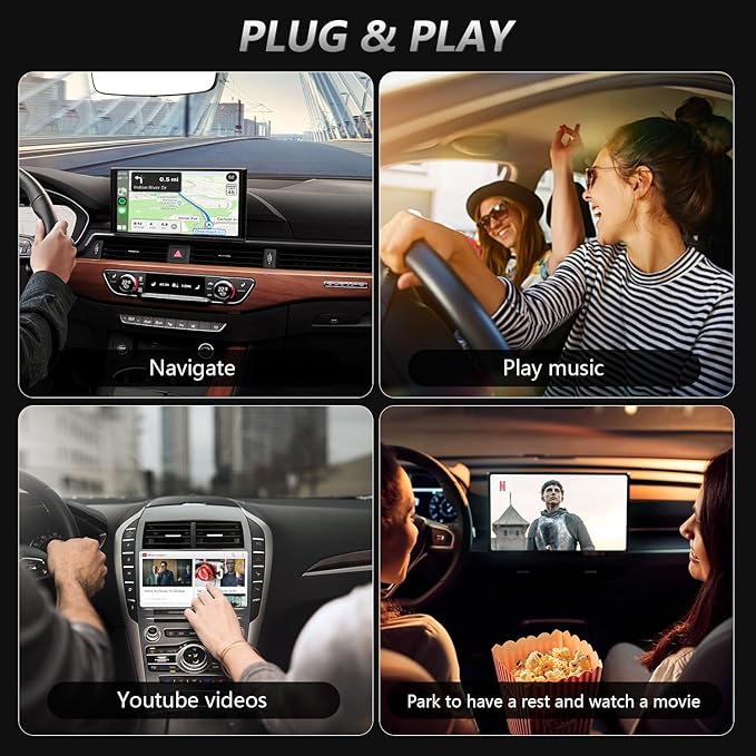 AI Box 3 in 1 Wireless CarPlay Auto Adapter CarPlay Adapter for iPhone&Android Auto,Video Support,TF Card, Magic Box Easy Setup CarPlay Dongle for Factory Wired CarPlay Cars