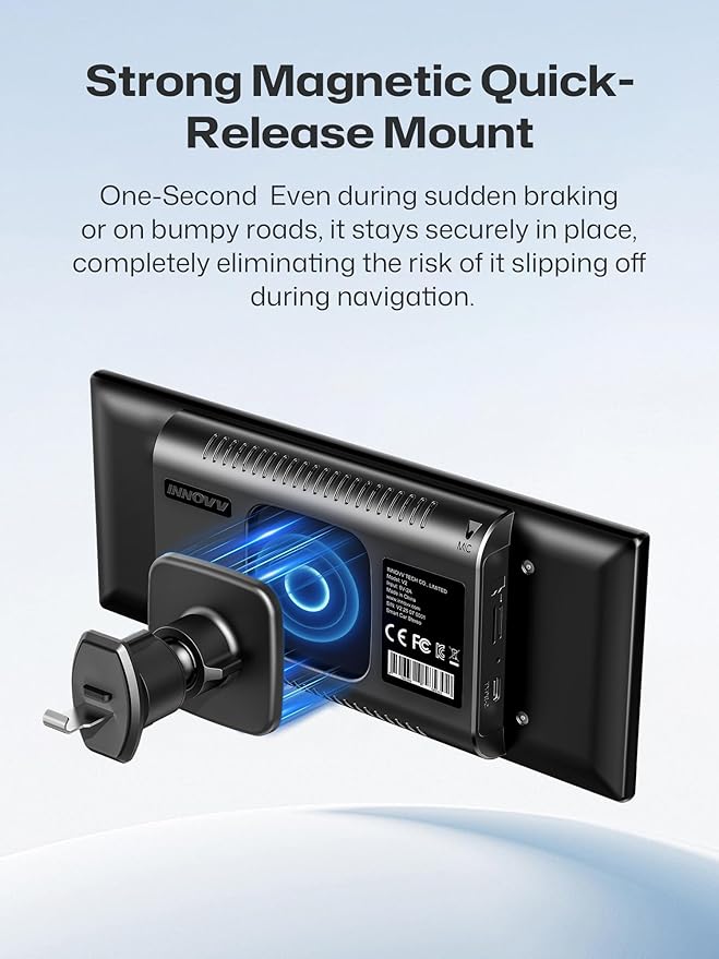 INNOVV V2 10.3 Inch Wireless CarPlay & Android Auto HD IPS Touch Screen 1920x720, Universal Fit, Plug and Play, Mirror Link, GPS, Loop Recording, Siri & Google Assistant, Adjustable Magic Stand
