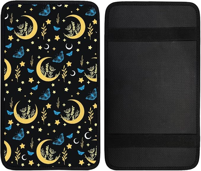 1pc Center Console Armrest Cover Pad 12.6x7.5 inch Moon Star Neoprene Car Armrest Cushion Waterproof Armrests Seat Box Cover Protector for Universal Cars Vehicles SUVs