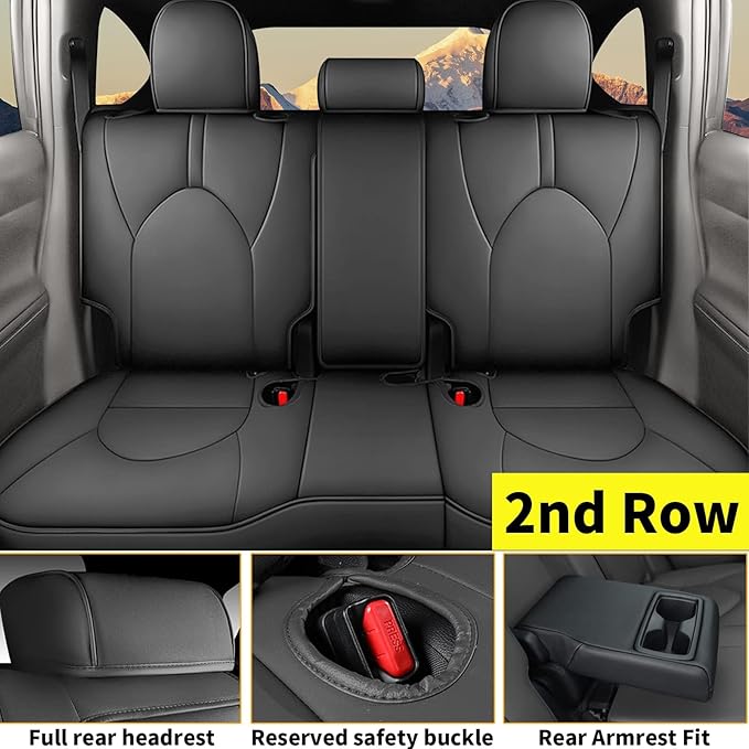 Custom Fit Seat Covers for Toyota Highlander: 2020 2021 2022 2023 2024 2025 Full Set 8 Passenger 3 Row Faux Leather Car Seat Protector Compatible Airbag Deep Gray(2020-2024 W/ Second Row 40/60 Split)
