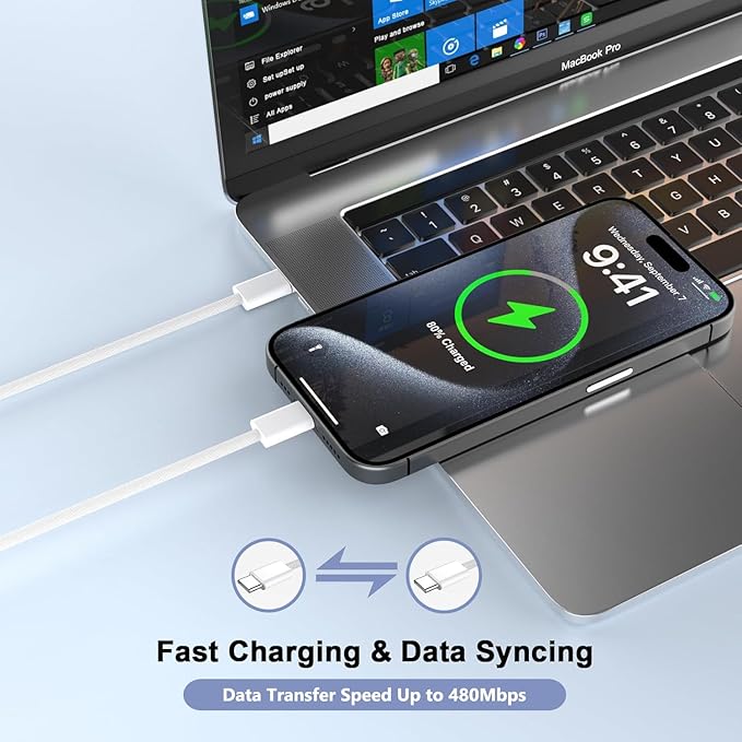 iPhone 17 16 15 Charger Fast Charging, 20W Type C Charger USB C Charger Block iPhone 17 16 Charger with 2Pack USB C to USB-C Cable for iPhone 17/17 Pro/17 ProMax/16 Plus/16/15 ProMax/iPad Pro/AirPods
