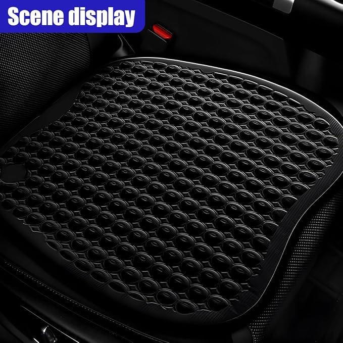 Cooling Gel Car Seat Cushion, Ice Silk Non-Slip Car Front Seat Cushion Pads, Thin Breathable Seats Protector Pad, Universal Auto Interior Seats Cooler Accessories for Long Driving (Black)