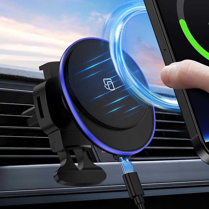 Magnetic Phone Holder for Car ,Magsafe Car Mount Charger for iPhone 17 16 Pro Max 17Air 16e 15 15Pro 14 Plus Mag Safe iPhone Car Mount for Magnet Holders for Your Car Accessories Wireless Charging