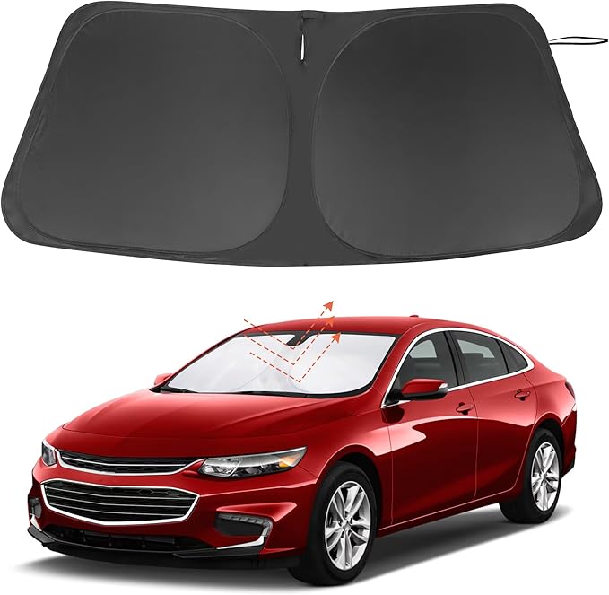 Windshield Sun Shade Custom Fit for 2016-2024 2025 Chevrolet/Chevy Malibu Accessories Foldable Sunshade Sun Blocker Protect Car from Sun Rays & Heat Damage Keep Car Cooler