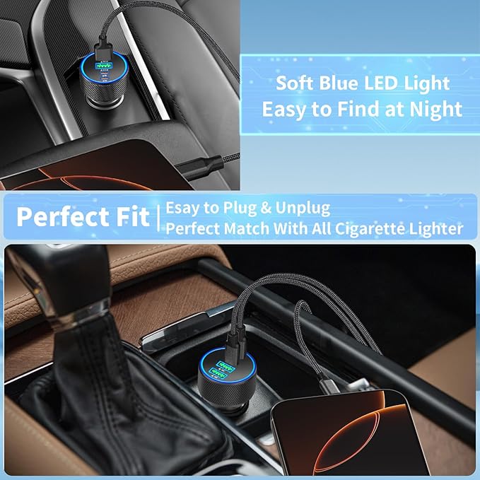 Car Charger USB C, Rombica 2Pack 4-Port 90W Dual USB-C&USB-A Car Power Cigarette Lighter Adapter PD/QC3.0 Type C Fast Car Charging for iPhone 17 17 Pro Max 16 15 14 13 12 11/Galaxy S26 S25/Pixel/iPad